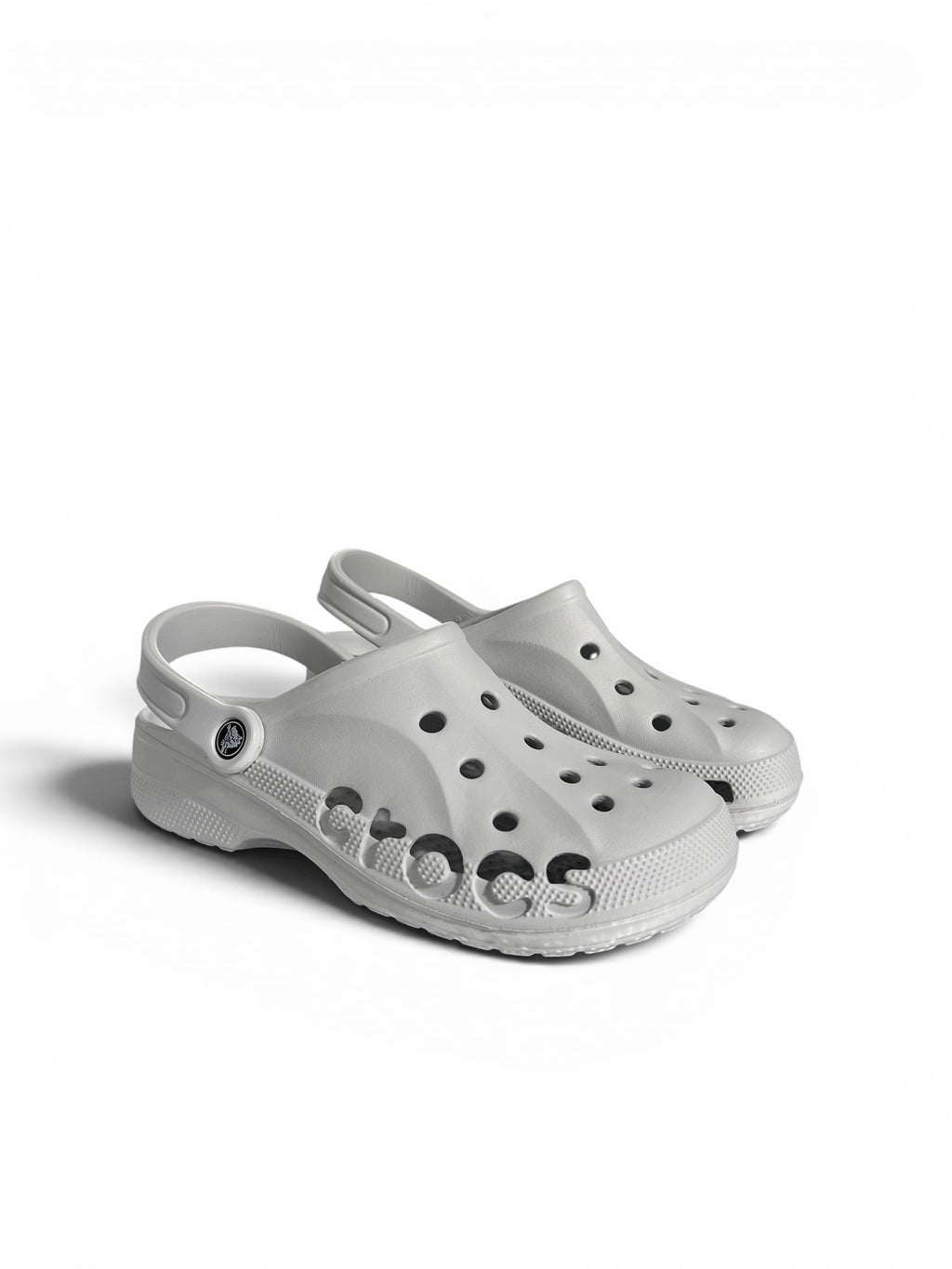 Grey cut work clogs