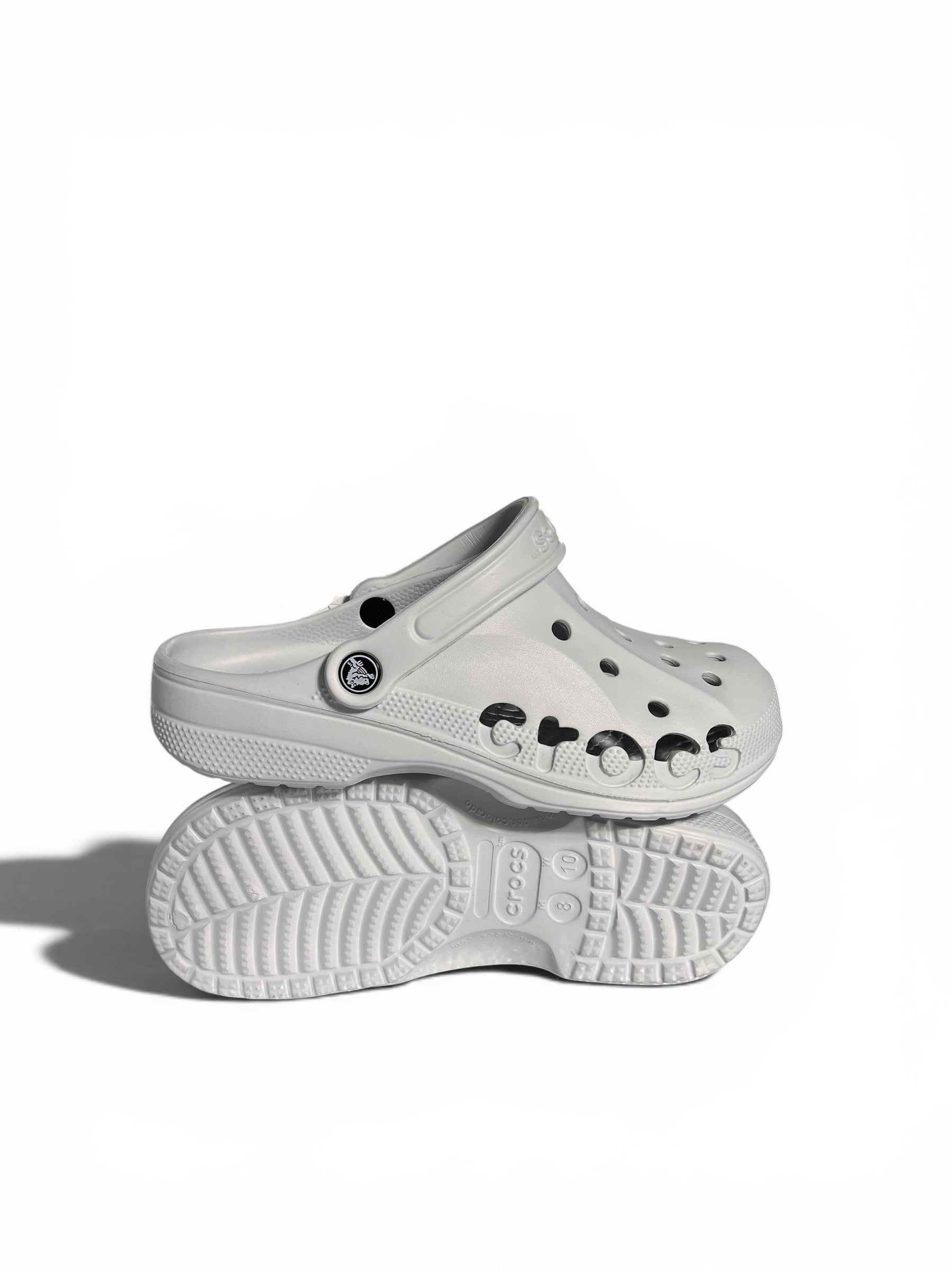 Grey cut work clogs